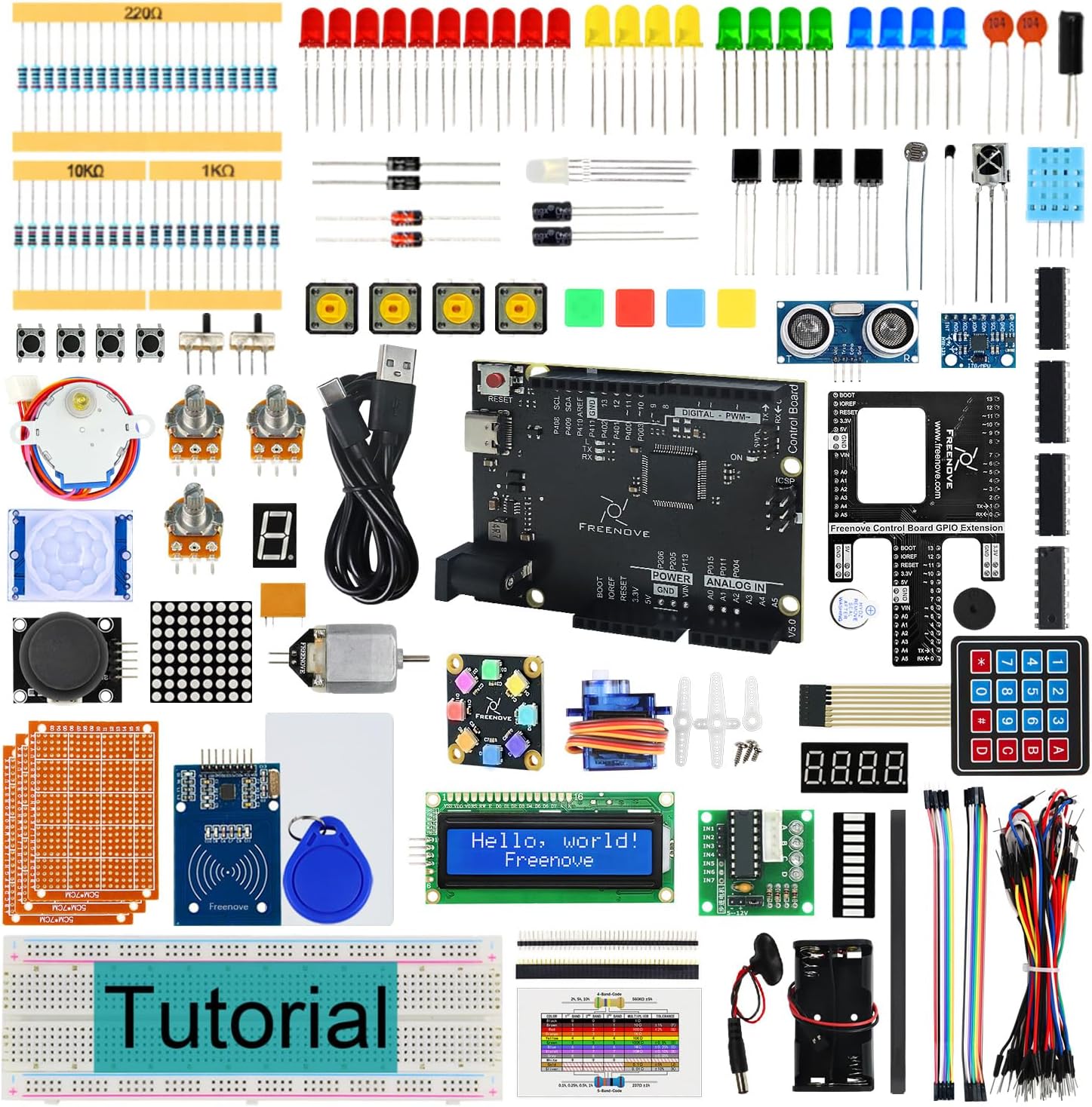 Freenove Ultimate Starter Kit with Board V5 Rev4 Mini (Compatible with Arduino IDE), Arm Cortex-M4 Microcontroller, 399-Page Detailed Tutorial, 220 Items, 78 Projects