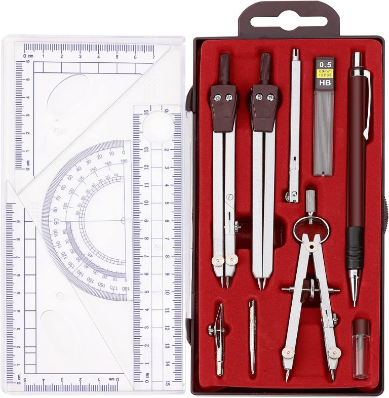 13PCS Compass and Protractors Set Math Compass Geometry Tool with Case