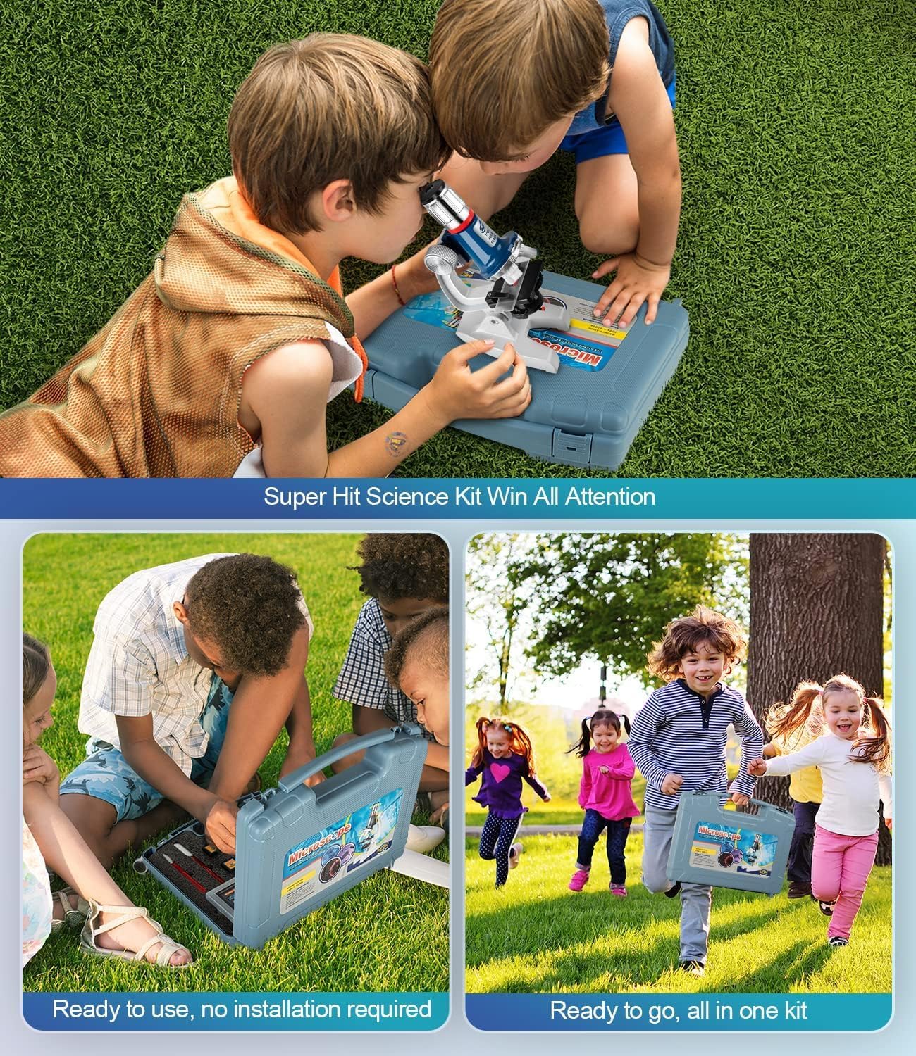 58-Piece Kids Microscope Kit - 100X-1200X Magnification, Metal Body, LED Light, Carrying Box - Science Experiment Toy for Kids Ages 5-12 - Image 8
