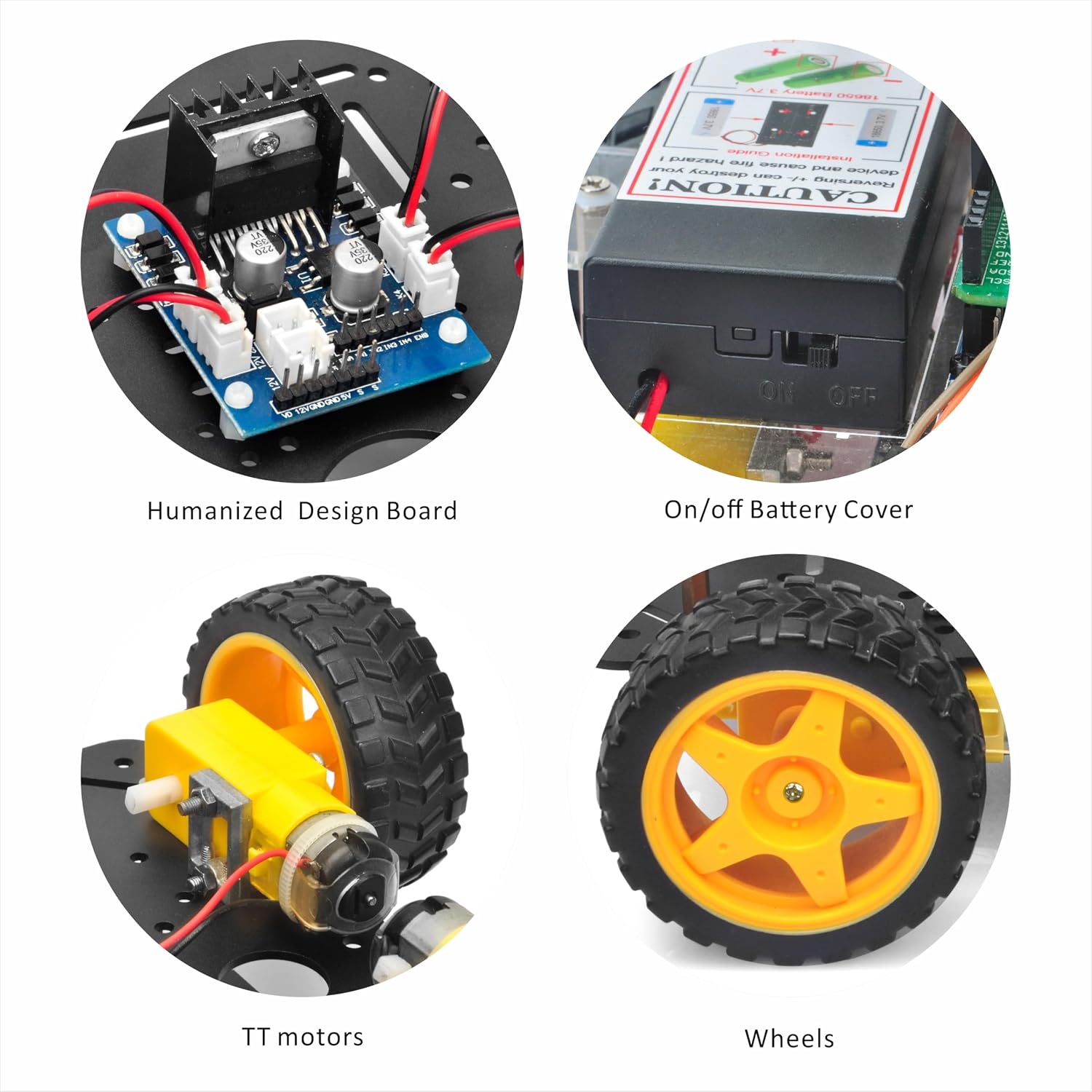 OSOYOO FlexiRover Building Kit for Arduino – Customizable Robot Car Chassis with 4 TT Motors and Wheels, Ideal for Robotics Development (Not Included Main Board for Arduino) - Image 4