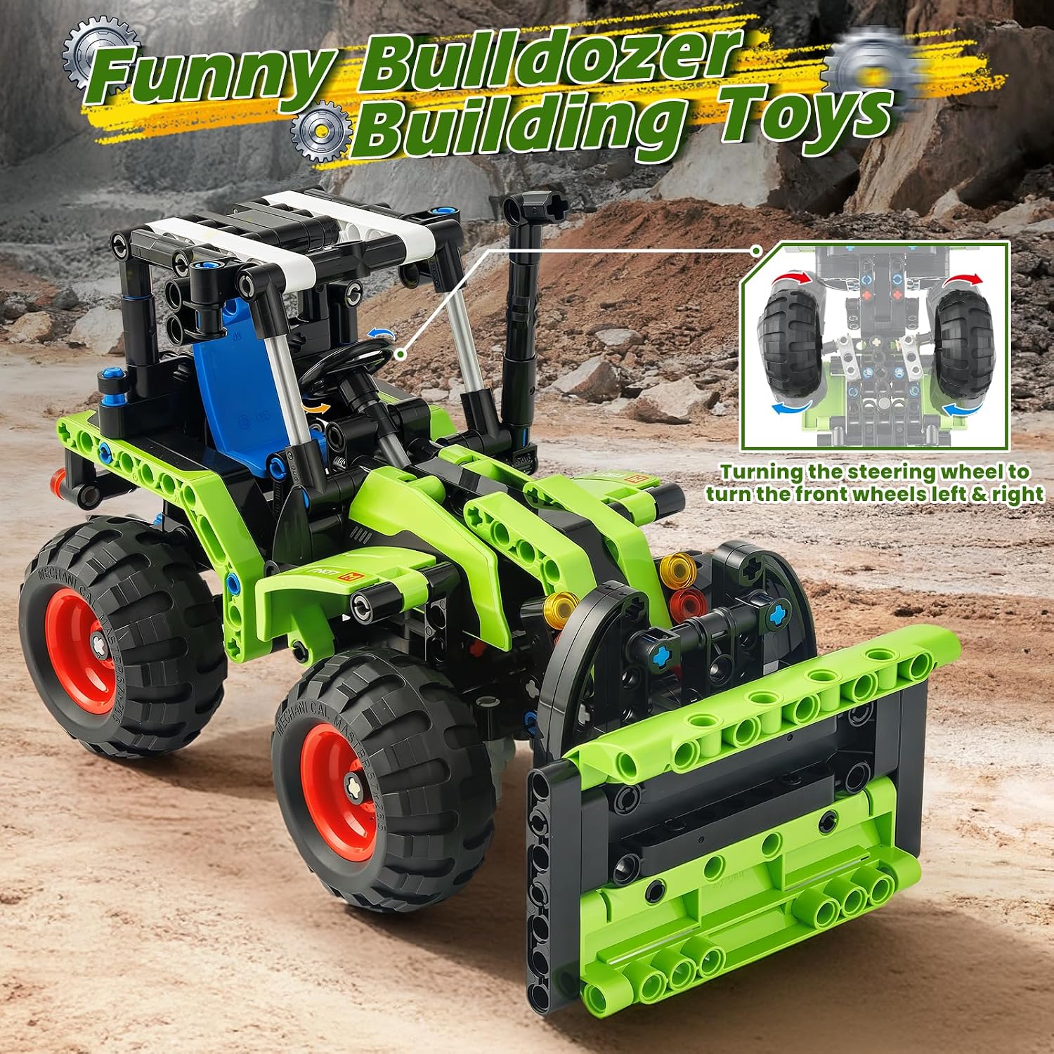 Jumlys STEM Building Toy for Kids Boys Girls Age 5, 6, 7, 8, 9, 10, 11, 12 Years Old, 2 in 1 Tractor Bulldozer Building Sets, 346 Pcs DIY Engineering Construction Building Blocks Kits - Image 4
