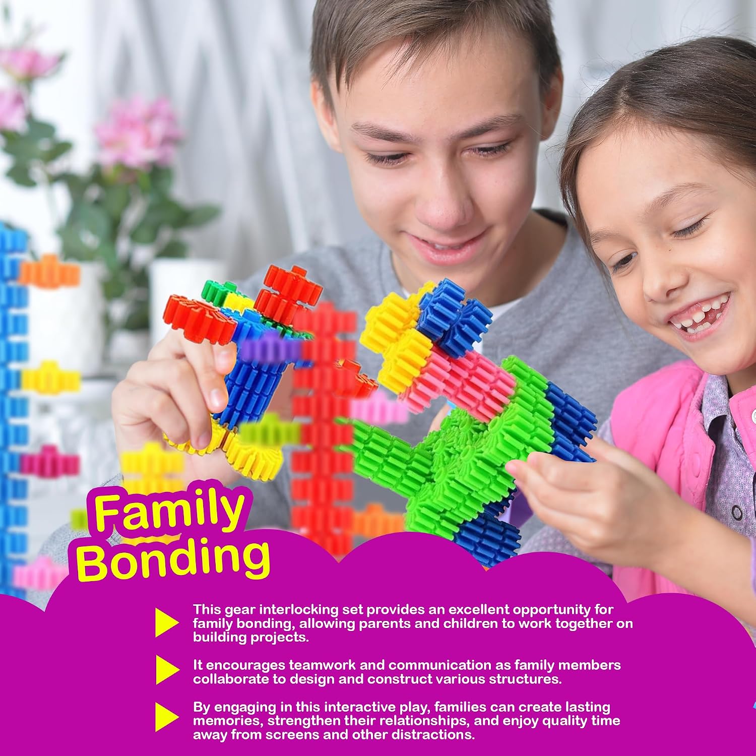 STEM Building Blocks Toys for Kids – Educational and Safe Gear Interlocking Construction Playset – Develop Creativity Preschool Brain Teaser Toys Gift for 3 4 5 Years Old Kids Boys Girls - Image 6