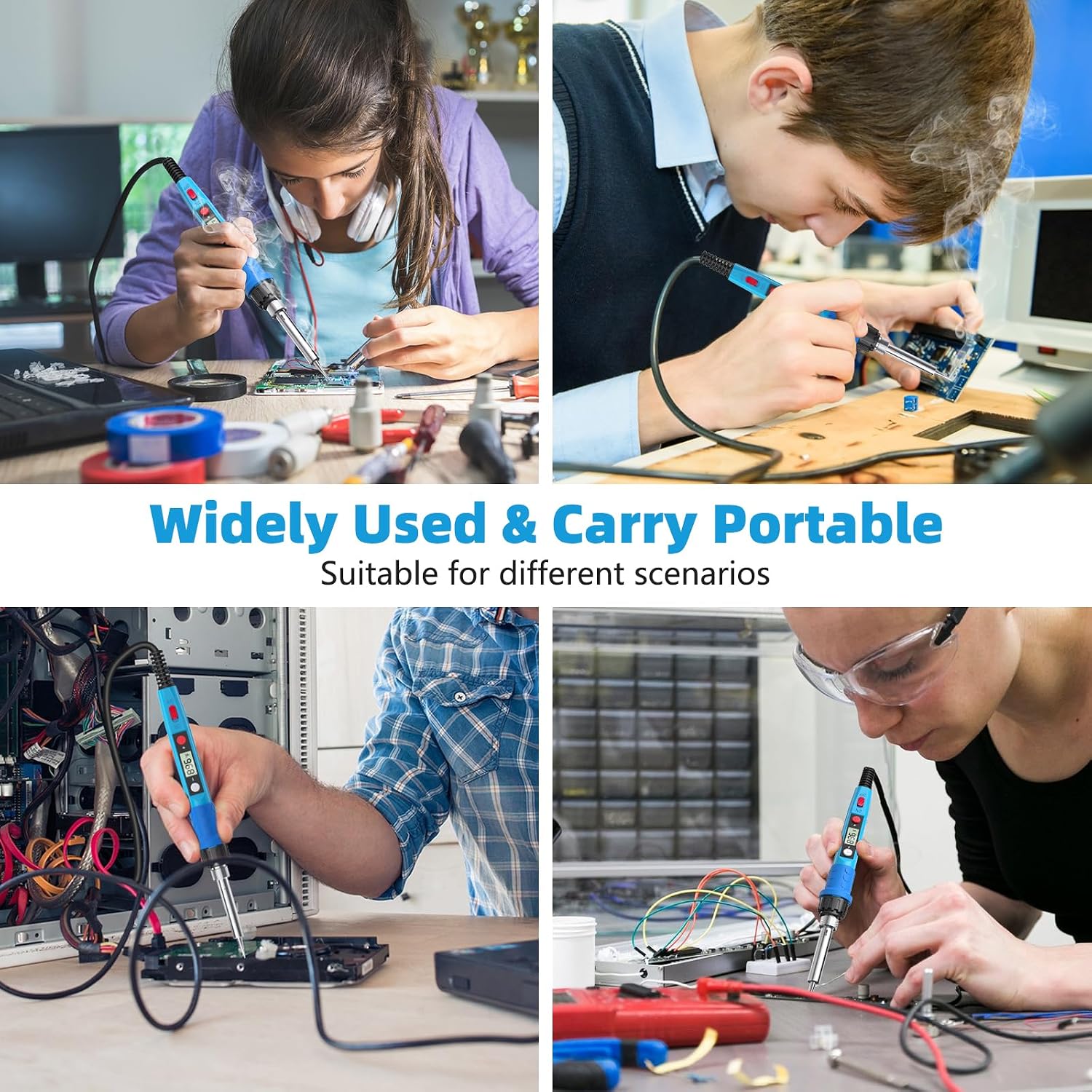 Soldering Iron Kit, 80W 110V LCD Digital Solder Iron Pen with Ceramic Heater, Portable Welding Tools with 5pcs Tips, Stand, Solders Wire, Sponge, Paste, for Metal,Electric Repairs, DIY - Image 6