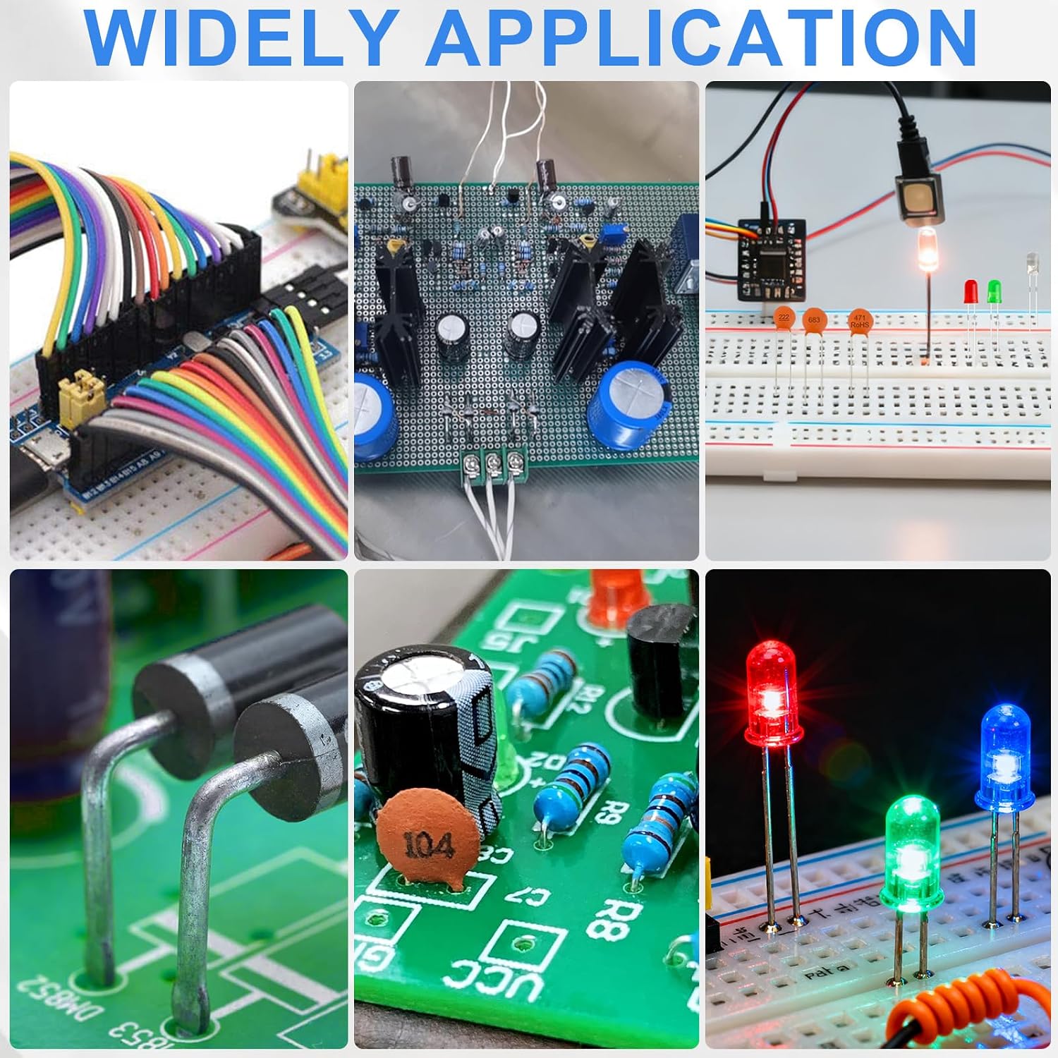 Electronic Component Kit, 1780 Pcs DIY Electronics Kit with Resistors,Capacitor,LED Diodes,Transistors,Dupont Wire,Breadboard,PCB,Potentiometer,Triode,IC,Crystal Oscillator,Buzzer,Switch,Motor,Speaker - Image 9