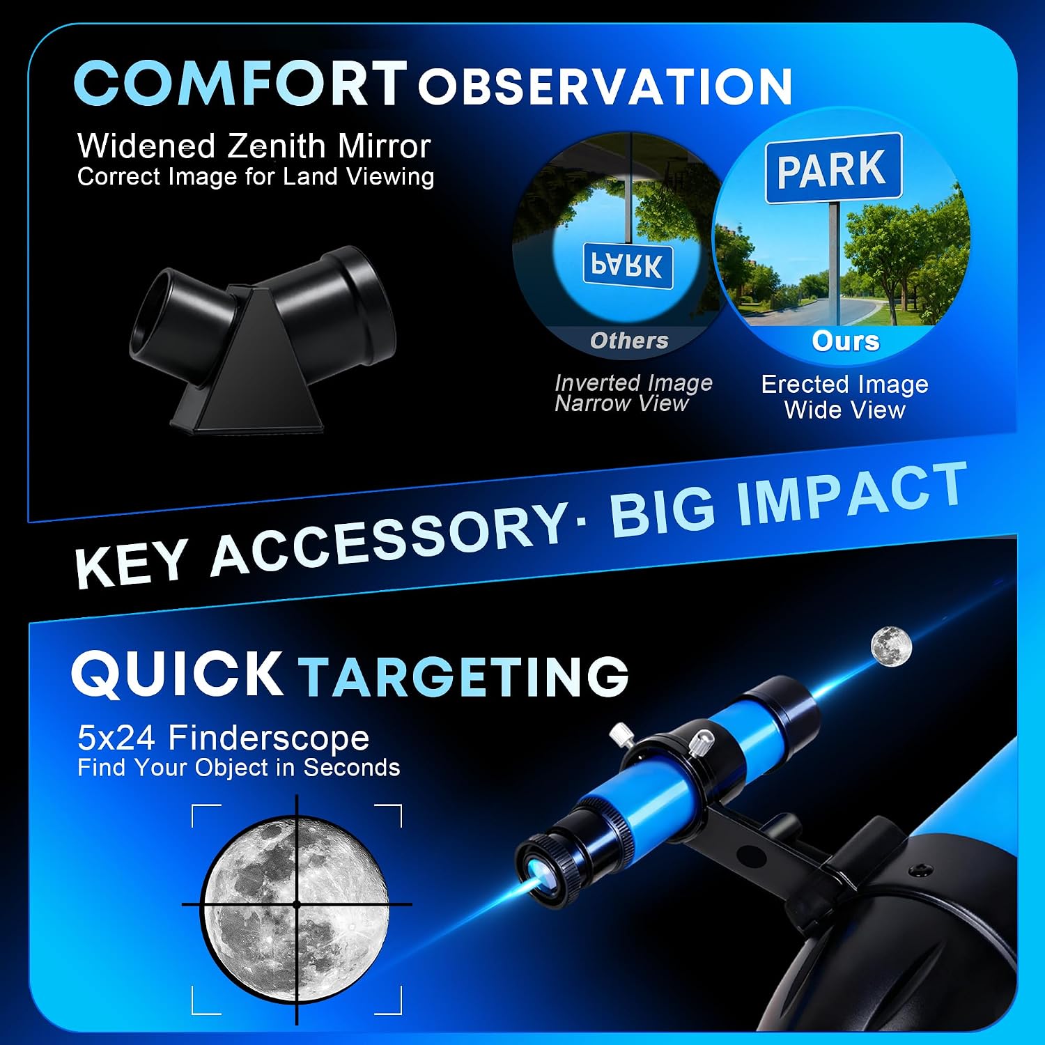 Hawkko Telescope for Adults & Kids, 80mm Aperture 600mm High Powered Telescope for Astronomy Beginners - Refractor Telescopes with AZ Tripod, Phone Adapter and Portable Bag for Moon Observation - Image 4