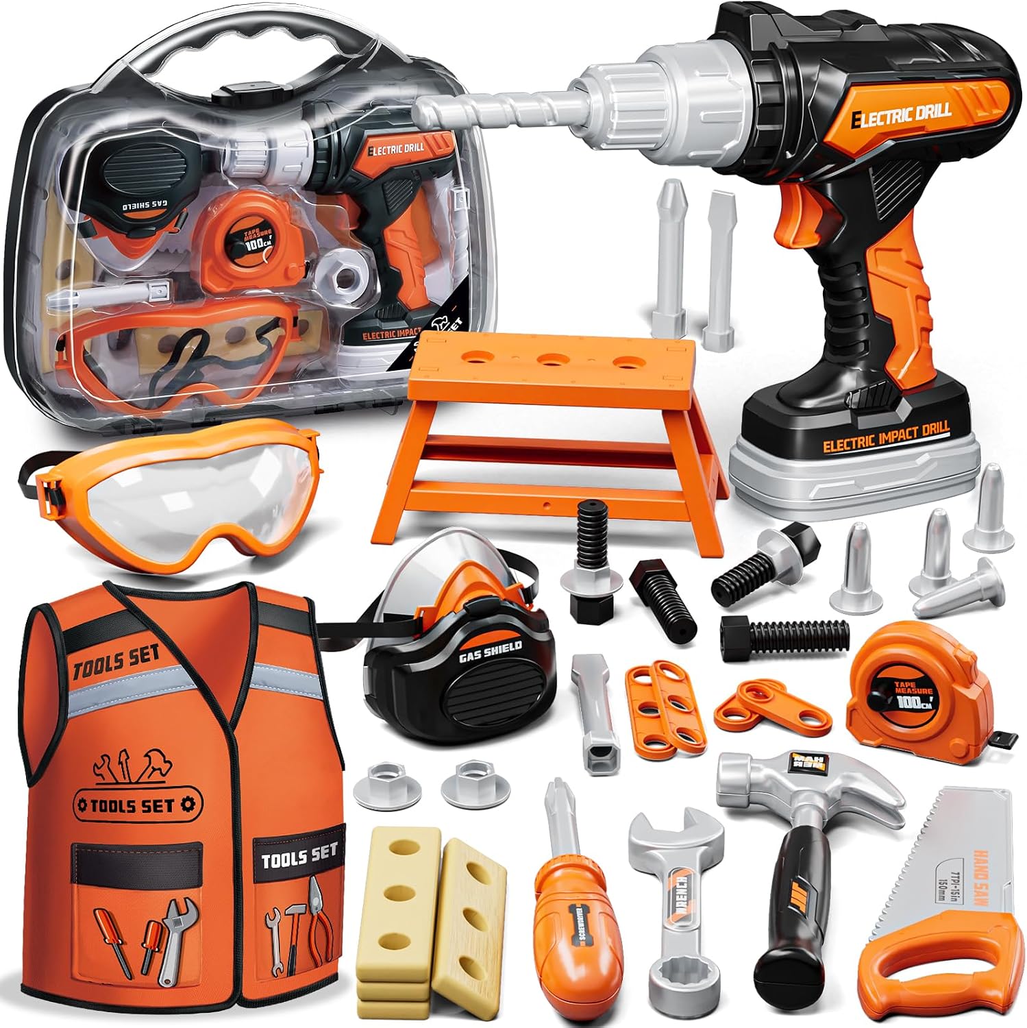 KidBloom Kids Tool Set, Toddler Tool Set with Box, Toys for 3 Year Old Boys