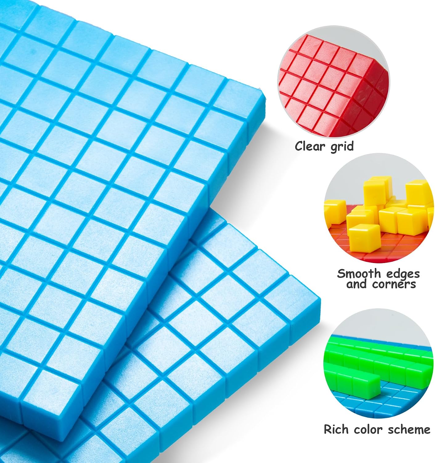 Math Manipulatives for Kids Aged 3+.Base Ten Blocks with Place Value Chart - Plastic Math Cubes to Help Educate Kindergarten Teachers.133 PCS - Image 5