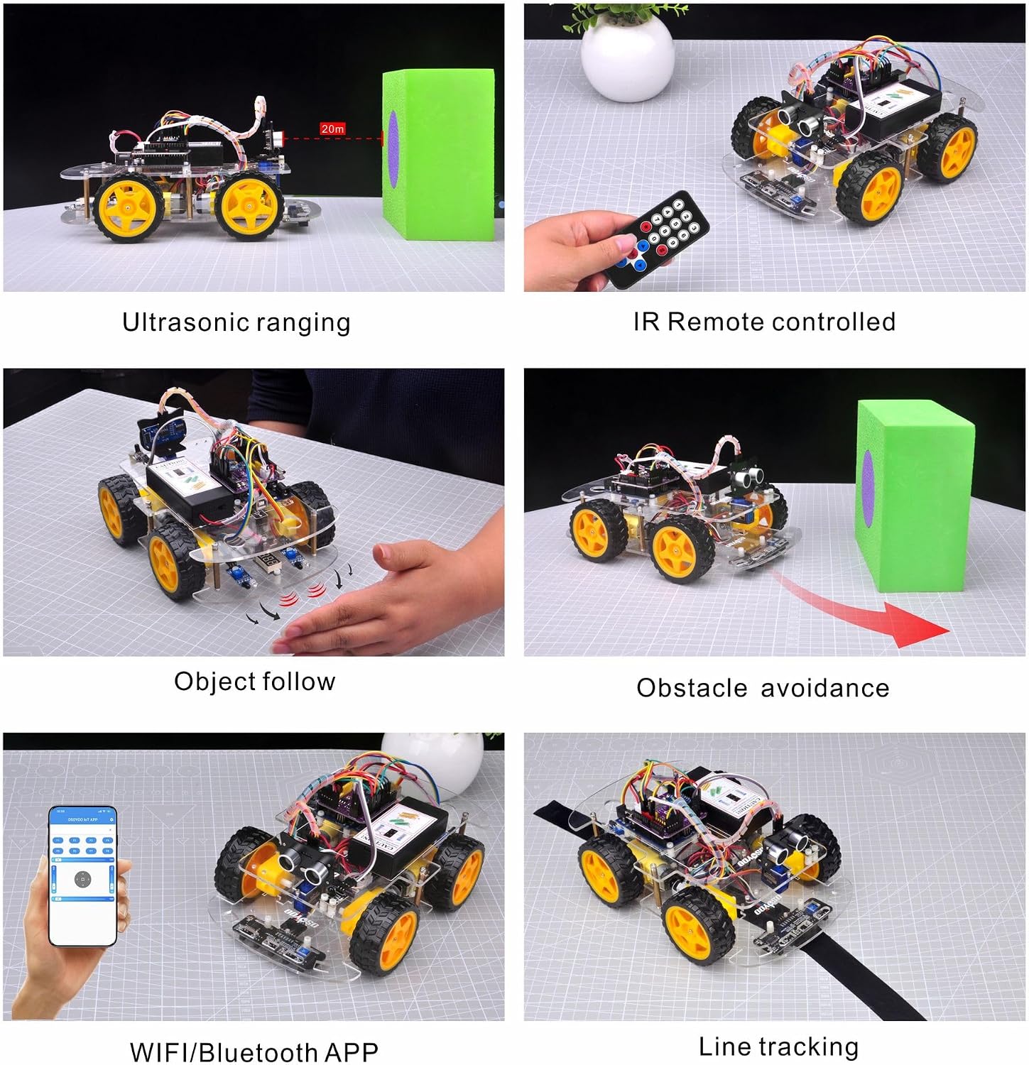 OSOYOO V3 Robot Car Starter Kit for Arduino UNO, WiFi & Bluetooth Smart Robotics Kit with Line Tracking, Ultrasonic Obstacle Avoidance, MPU6050, IR Remote, STEM Coding Learning Kit for Beginners - Image 2