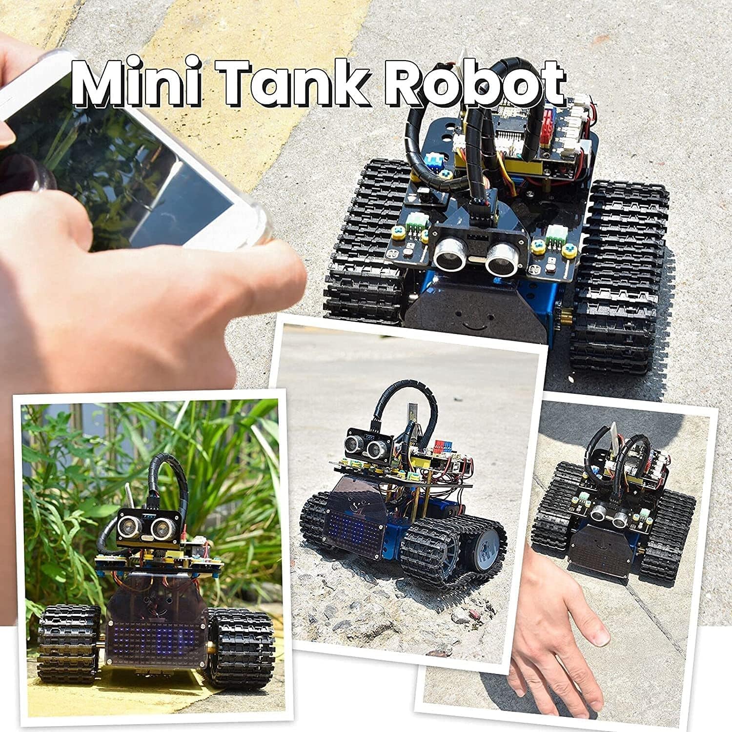 KEYESTUDIO Mini Tank Robotic Kit Smart Car for Arduino, App/IR Remote Control(iOS and Android), Light and Ultrasonic Follow, 8X16 LED Panel STEM Kit for Beginners Teens - Image 7