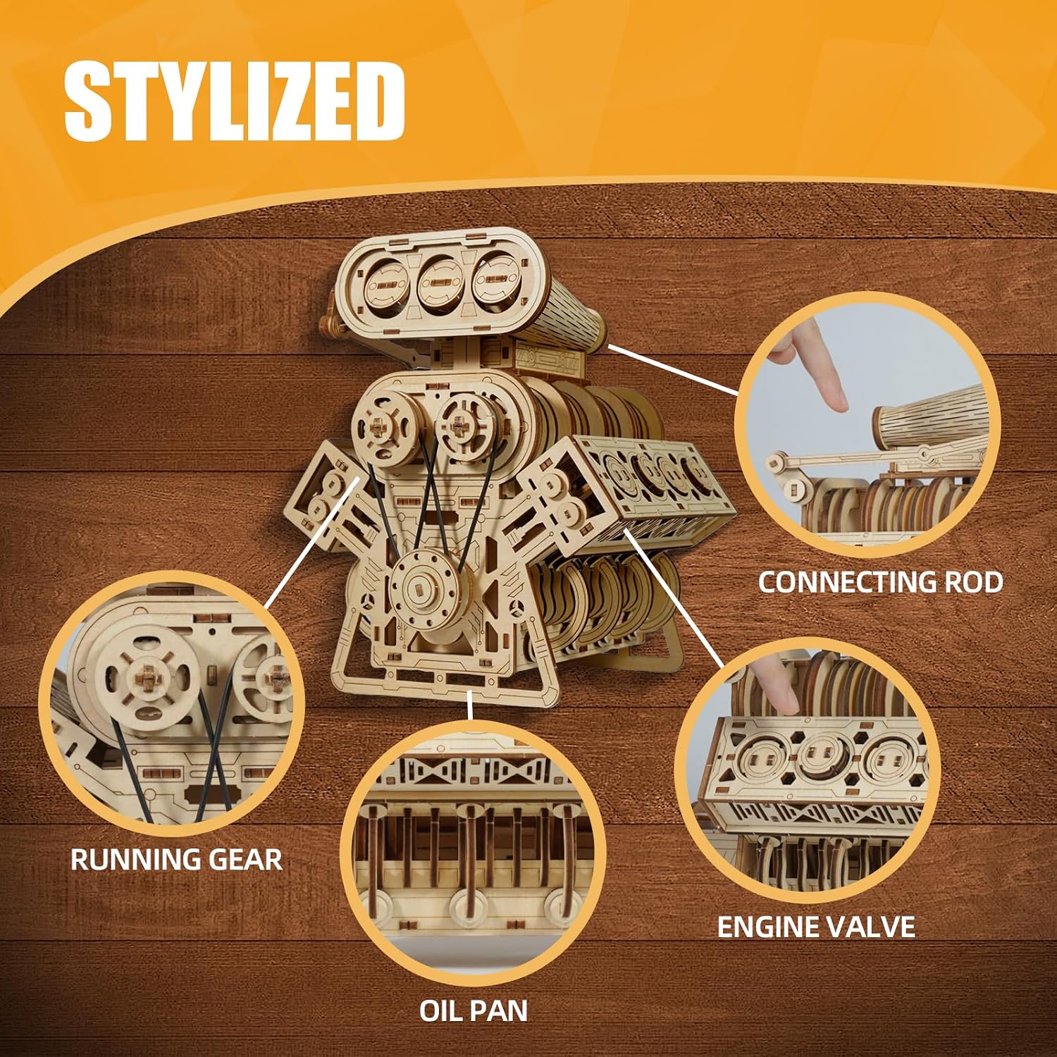 V8 Engine 3D Puzzle Model Engine Kit for Adult, 3D Puzzles for Adults - Image 3