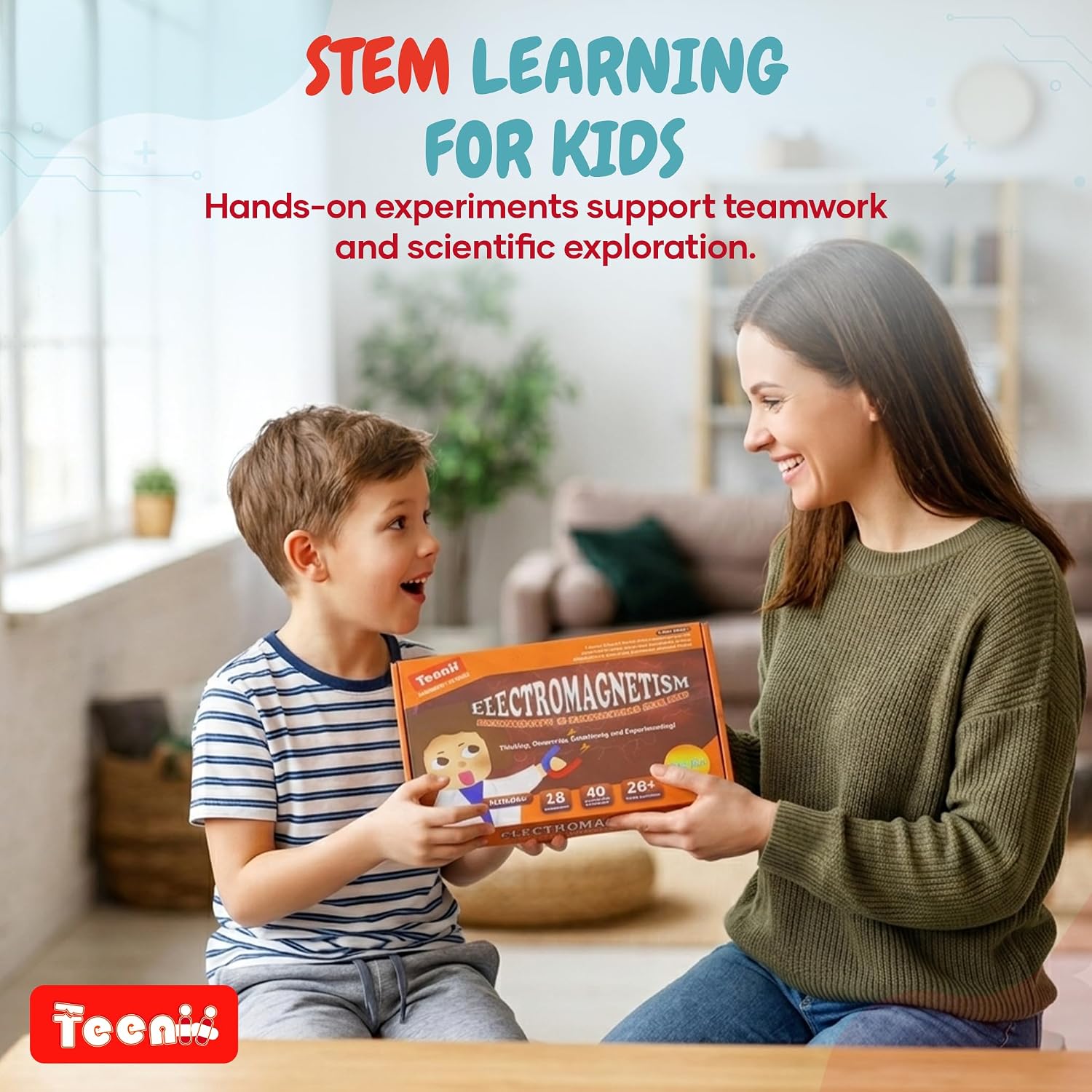 Teenii Electricity and Magnetism Kit for Kids, STEM Science Experiments with Electric Circuits, Educational Physics Toy, Science Discovery Game for Boys and Girls 8+, 50 Pieces - Image 9