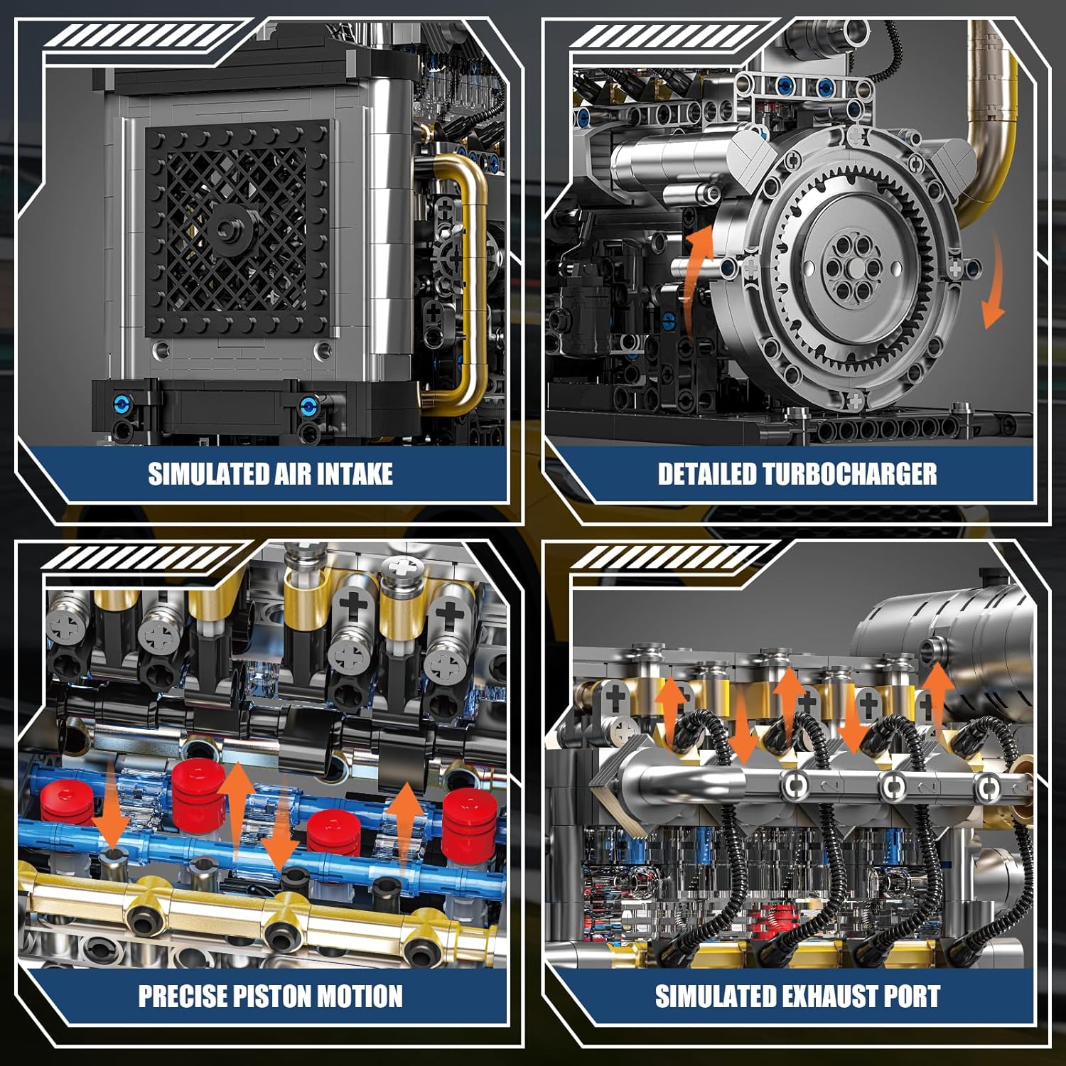 Diesel Engine Model Kit that Runs for Adults, MOC Mini Inline 4-Cylinder Diesel Engine Building Set with Motor, Compatible with Lego, Mechanical Engineering STEM Toy for Teens (1029 PCS) - Image 3