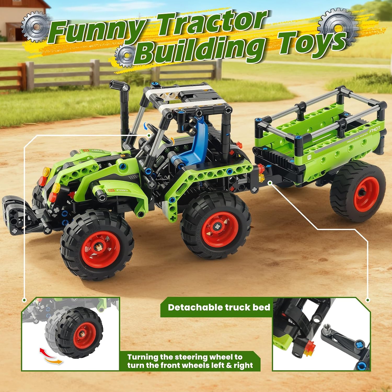 Jumlys STEM Building Toy for Kids Boys Girls Age 5, 6, 7, 8, 9, 10, 11, 12 Years Old, 2 in 1 Tractor Bulldozer Building Sets, 346 Pcs DIY Engineering Construction Building Blocks Kits - Image 3