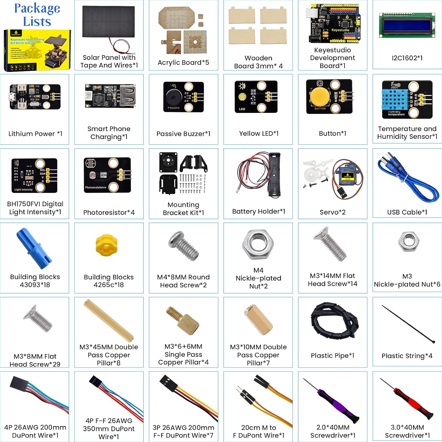 KEYESTUDIO DIY Solar Tracking Electronic Kit for Arduino, Smart Phone Charging, Temperature & Humidity Sensor, BH1750 Light Sensor, Educational Programming Kit for Teens & Adults 15+ - Image 6