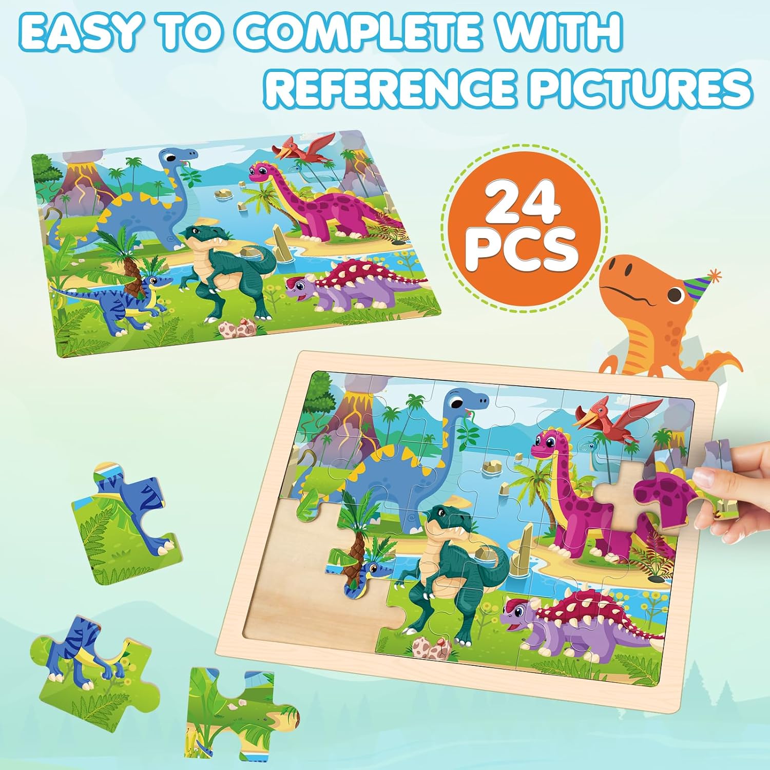 Puzzles for Kids Ages 4-6, 4 Packs Wooden Animals Jigsaw Puzzles for Toddlers Ages 3-5, Preschool Educational Puzzles Boards Toys Gifts for 3 4 5 6 Boys Girls - Image 3