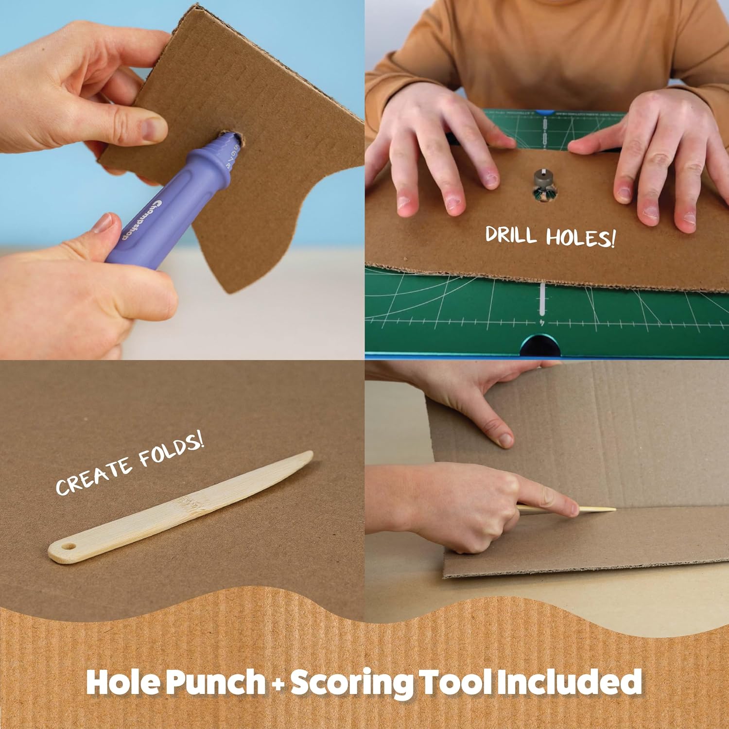 Chompshop Maker Bundle – Kid-Safe ChompSaw with Table Accessories Set & Inventor’s Workbook | STEM & STEAM Cardboard Building Kit for Boys & Girls Ages 8+ - Image 2