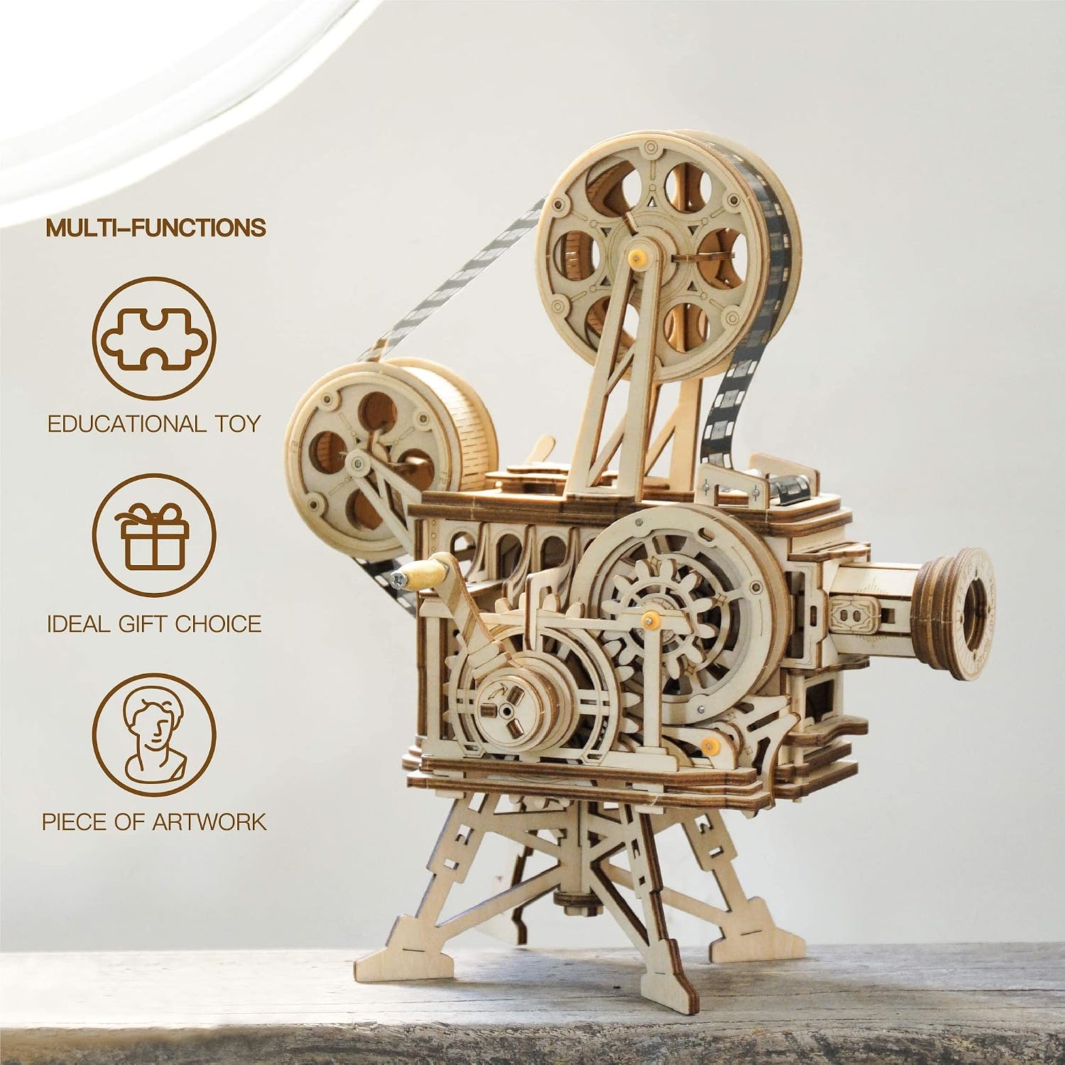 ROKR 3D Wooden Puzzles Vitascope for Adults - Model Building Kits Mechanical Construction for Adults to Build, Educational Brain Teaser DIY Crafts Kits, Halloween Collection Gifts for Men (Vitascope) - Image 6