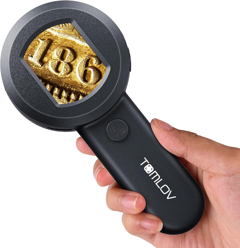 TOMLOV P10 Microscope for Adults Kids, Handheld Coin Magnifier with Light