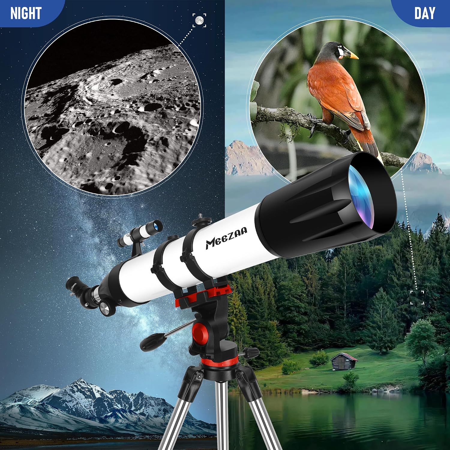 MEEZAA Telescope for Adults High Powered, 90mm Aperture 800mm Refractor - Image 7