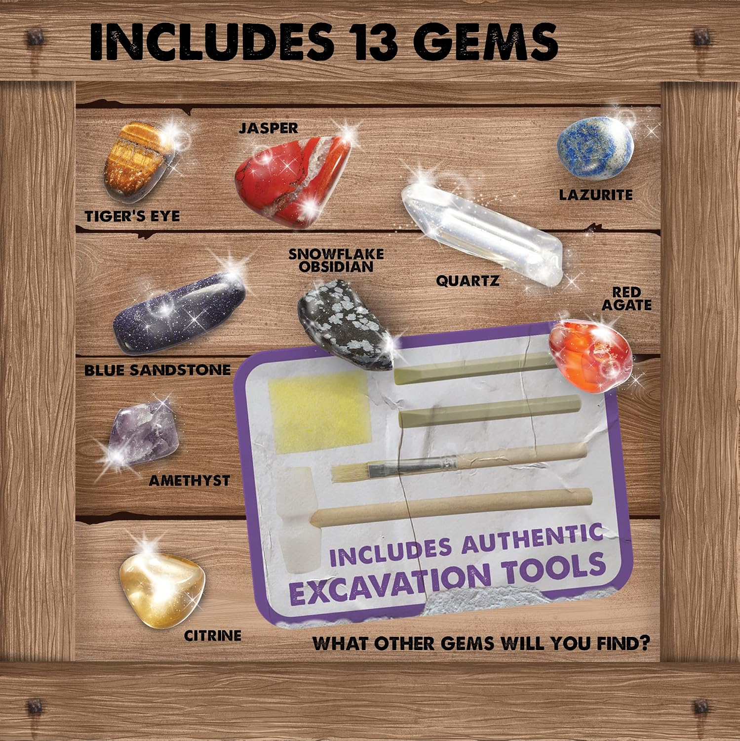 MindWare Dig It Up Giant Gem Discovery Kit - Gemstone Dig Kit Offers Geology for Kids with 12 Real Polished Hidden Gemstones - Includes 1 Giant Gem, Chiseling Tools, Gemstone Poster - Ages 4+ - Image 5