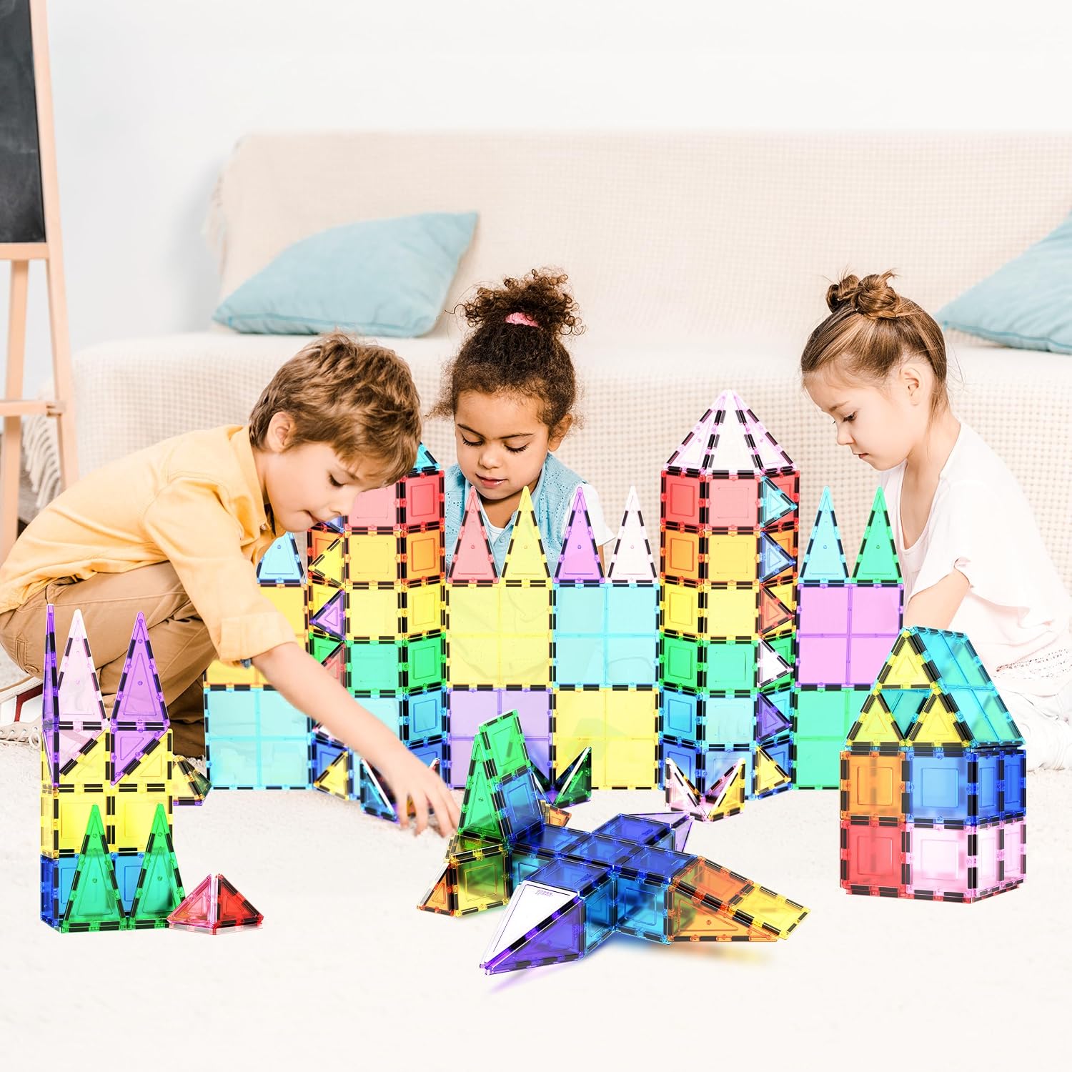 PicassoTiles 100 Piece Magnetic Tiles, Clear 3D Building Blocks for Kids 3+ - Image 5