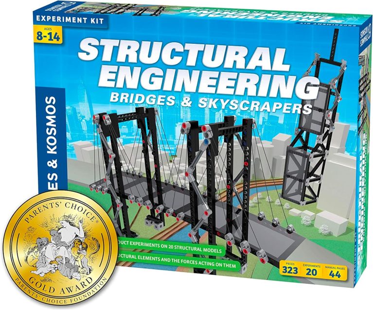 Thames & Kosmos | Structural Engineering: Bridges & Skyscrapers | Science & Engineering Kit | Build 20 Models | Learn about Force, Load, Compression, Tension | Parents' Choice Gold Award Winner, Blue