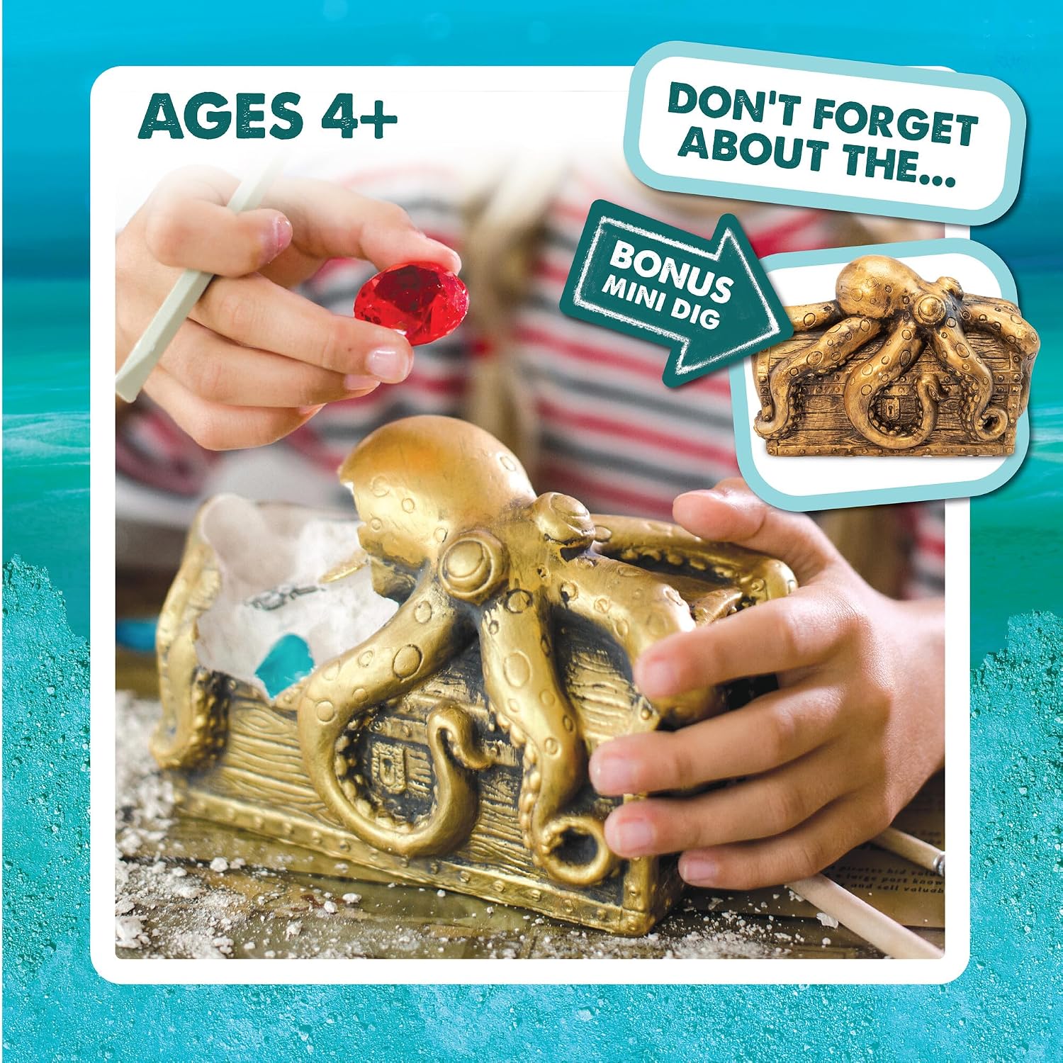 MindWare Dig It Up Discoveries Pirate Mystery Treasure Chest: Giant Discovery Project for Kids – Dig Up 13 Treasures – Includes a Bonus Dig, 2 Chisels and 1 Poster Filled with Pirate Facts and Lore - Image 3