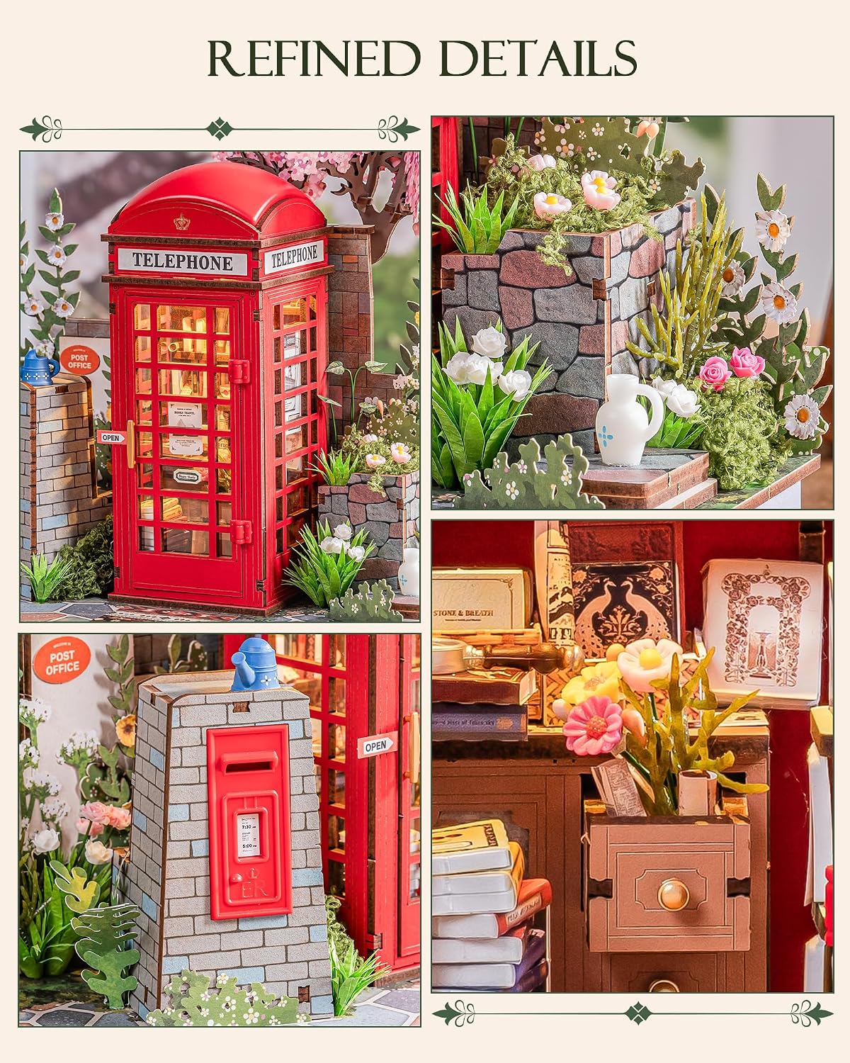 Rolife 3D Puzzles for Adults Blossom Book Booth, Toy Model Building Set for Adults for Table Toys & Home Decor, Creative Birthday Gift for Girls&Boys (116 PCS) - Image 4