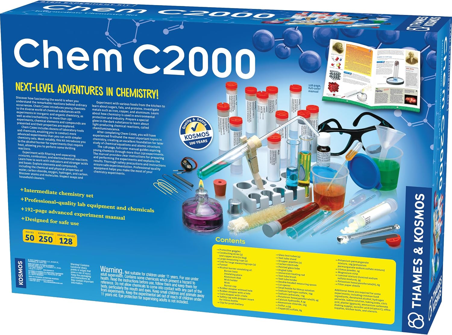 Thames & Kosmos Chem C2000 (V 2.0) Intermediate Chemistry Set | 250 Experiments, 128-Page Full-Color Lab Manual, Real Lab Equipment & Alcohol Burner | Parents' Choice Silver Award | Ages 11+ - Image 3