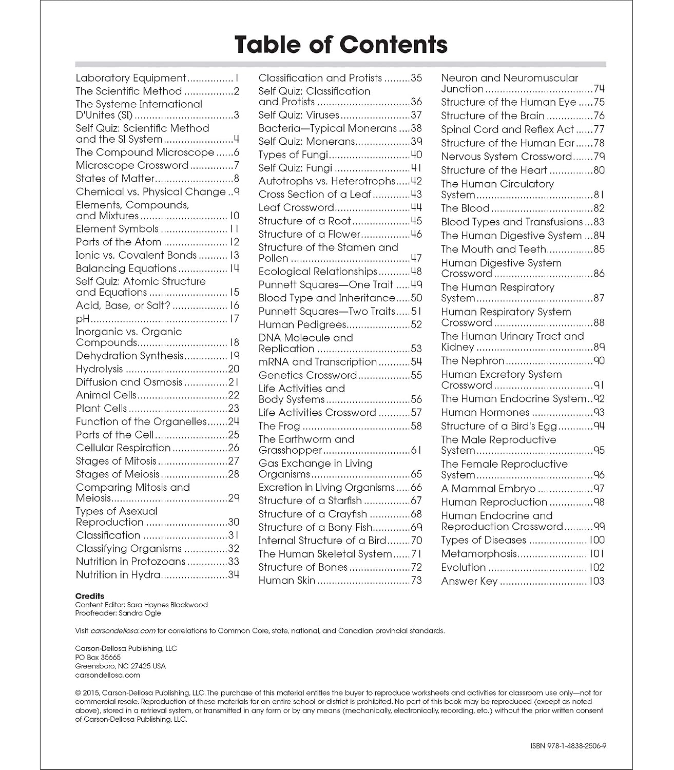 Carson Dellosa The 100 Series: Biology Workbook—Grades 6-12 Science, Matter, Atoms, Cells, Genetics, Elements, Bonds, Classroom or Homeschool Curriculum (128 pgs) - Image 3