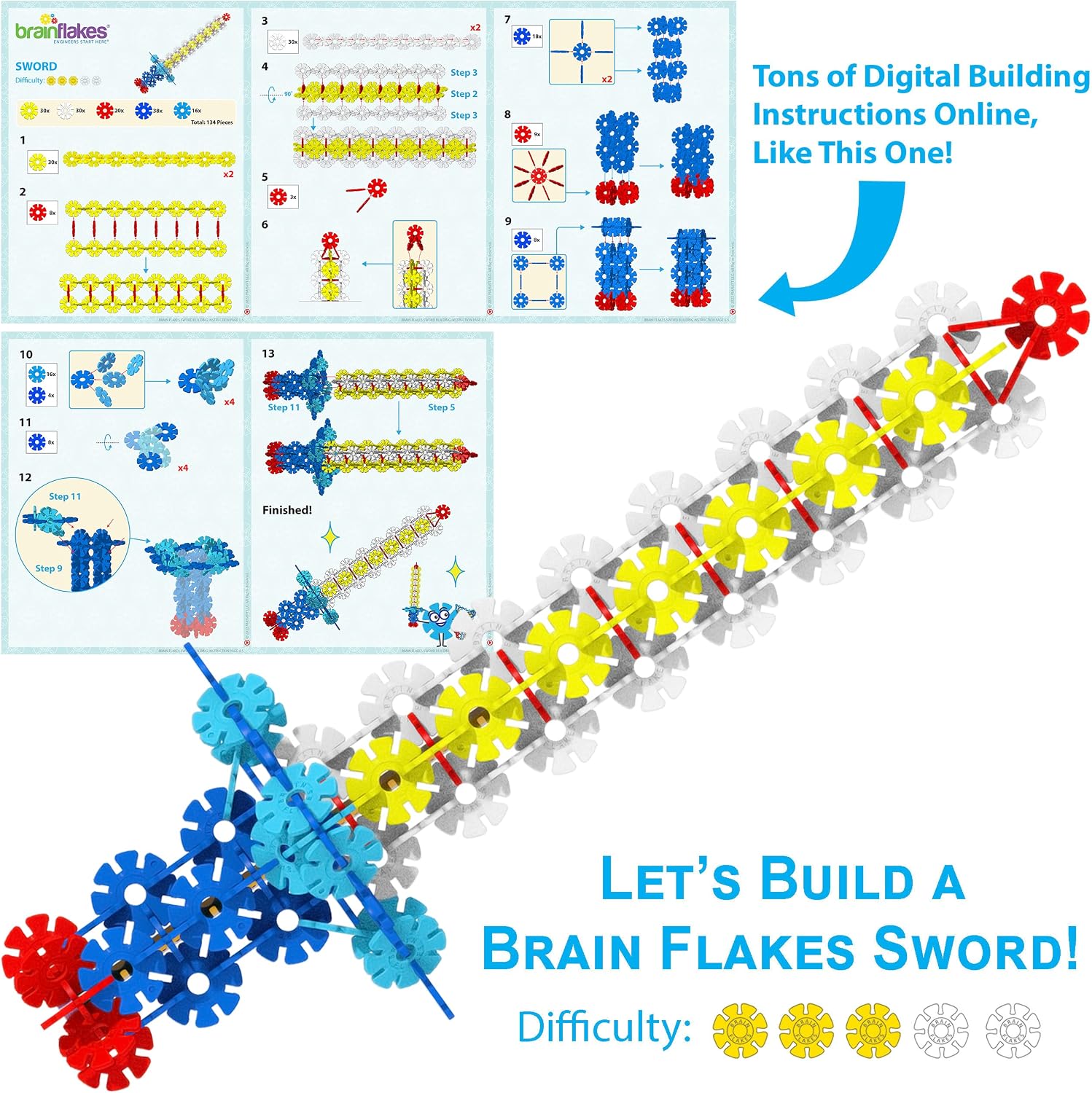 Brain Flakes 500 Piece Set, Ages 3+, Interlocking Plastic Disc Toy for Creative Building, Educational STEM Learning, Construction Block Play for Kids, Teens, Adults, Boys, and Girls - Image 7