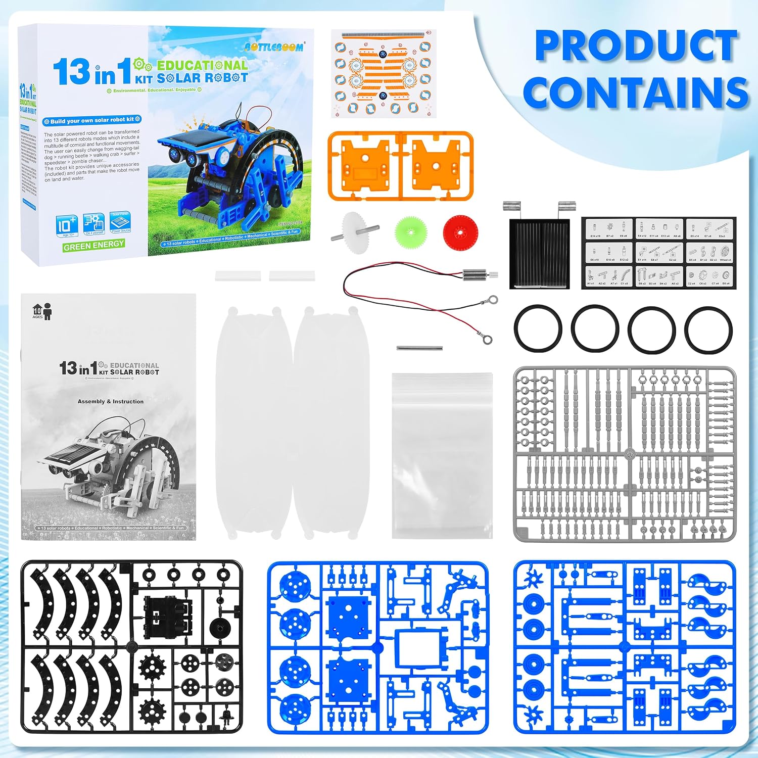 STEM 13-in-1 Education Solar Power Robots Toys for Boys Age 8+ , Educational Toy DIY Science Kits for Kids, Building Experiment Robotics Set Birthday Gifts for 8+ years old boys and girls . - Image 6