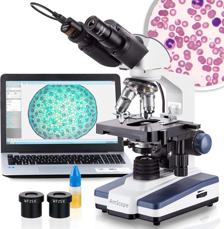 AmScope B120C-E1 LED Binocular Compound Microscope, 40X-2500X