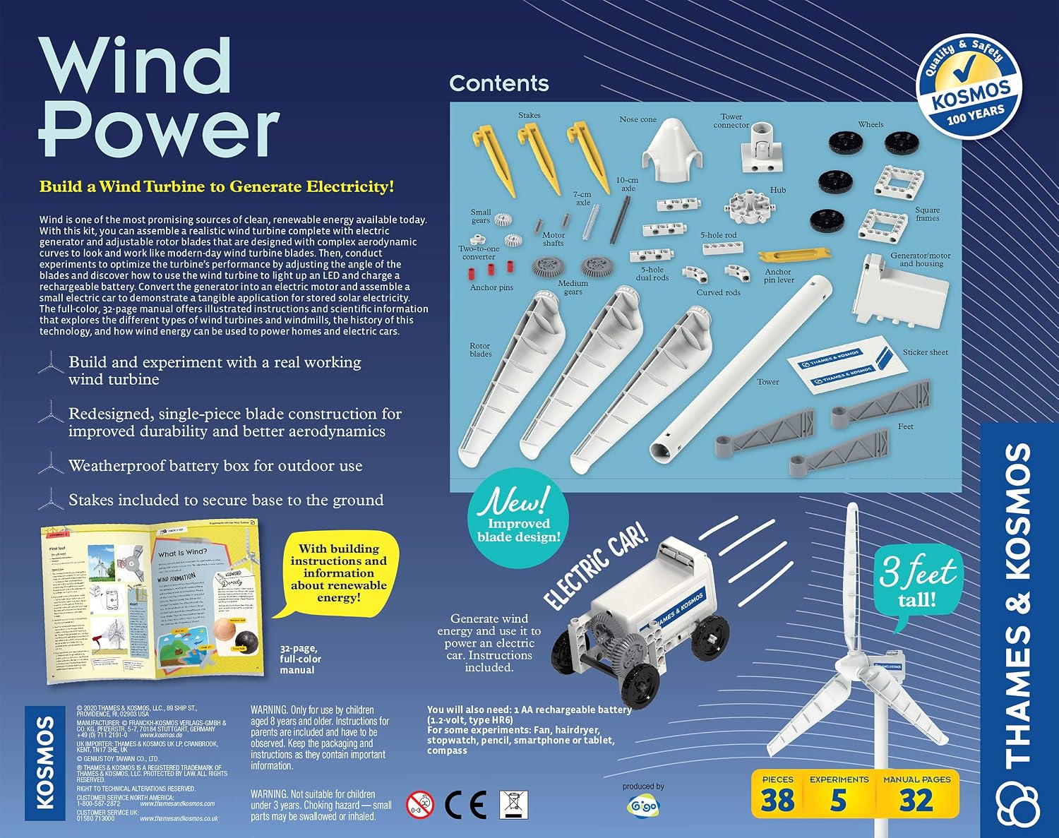 Thames & Kosmos Wind Power V4.0 STEM Experiment Kit | Build a 3ft Wind Turbine to Generate Electricity | Learn About Renewable Energy & Power a Small Model Car | Weatherproof for Outdoor Use - Image 2