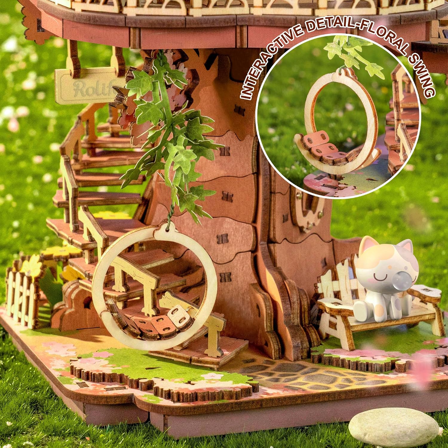 Rolife 3D Puzzles for Adults, Cherry Blossom Bonsai Tree Plants, Japanese Sakura Tree House Flowers Building Set for Adults for Table Toys & Home Decor, Creative Birthday Gift for Girls&Boys (535 PCS) - Image 8