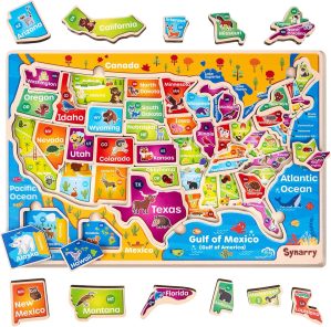 SYNARRY Large USA Wooden Puzzles fo...