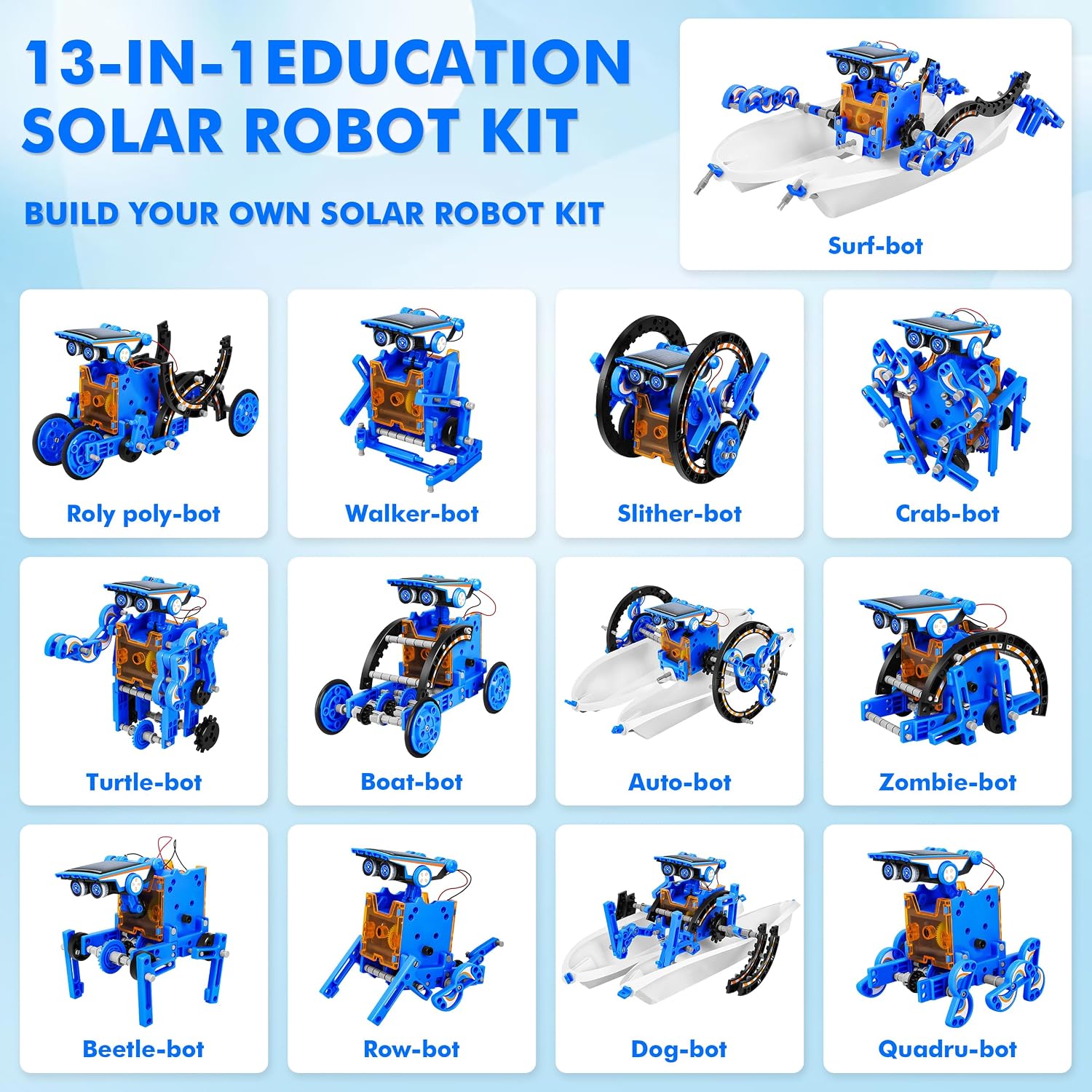 STEM 13-in-1 Education Solar Power Robots Toys for Boys Age 8+ , Educational Toy DIY Science Kits for Kids, Building Experiment Robotics Set Birthday Gifts for 8+ years old boys and girls . - Image 3