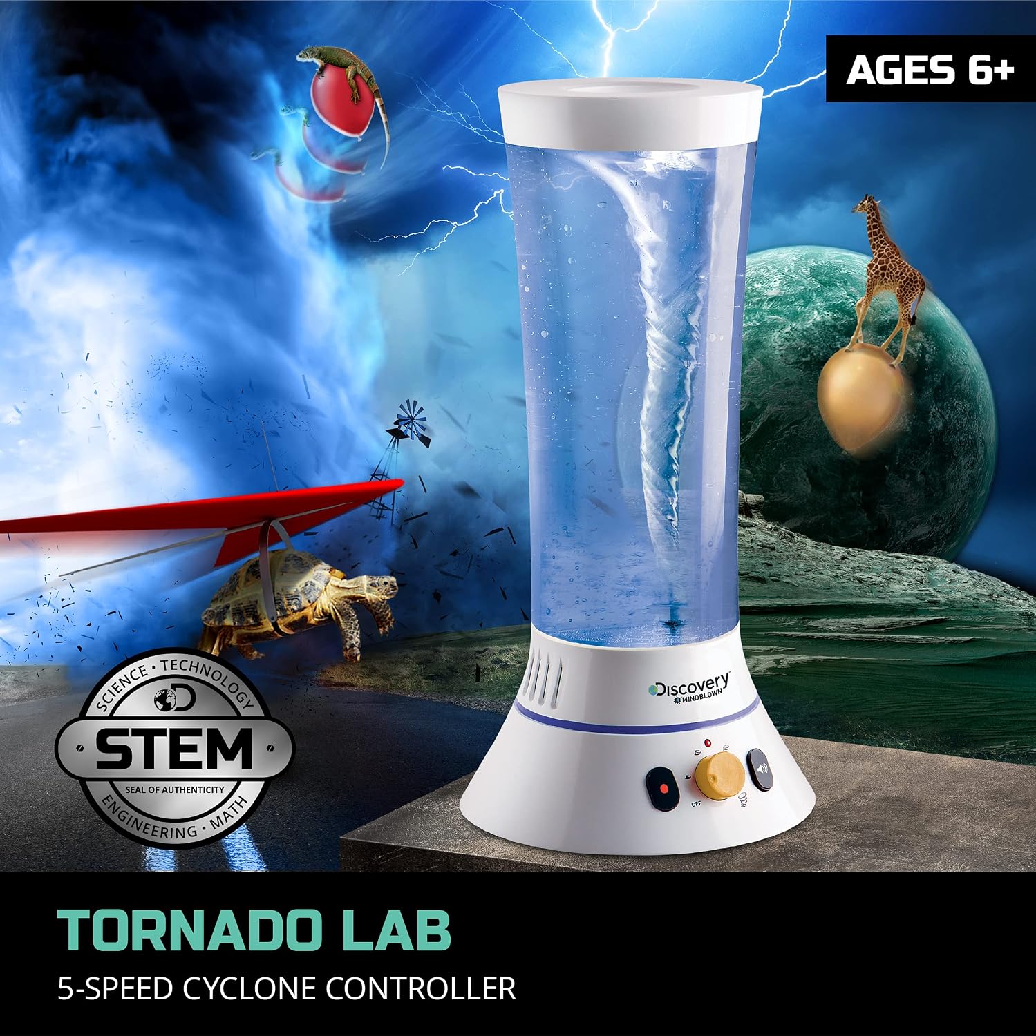Discovery™ Tornado Lab, 5-Speed Cyclone Controller, Educational Learning Activity Kit, Fun and Exciting Toy, STEM Experiment Set for Boys, Girls, Kids Ages 6+ - Image 2