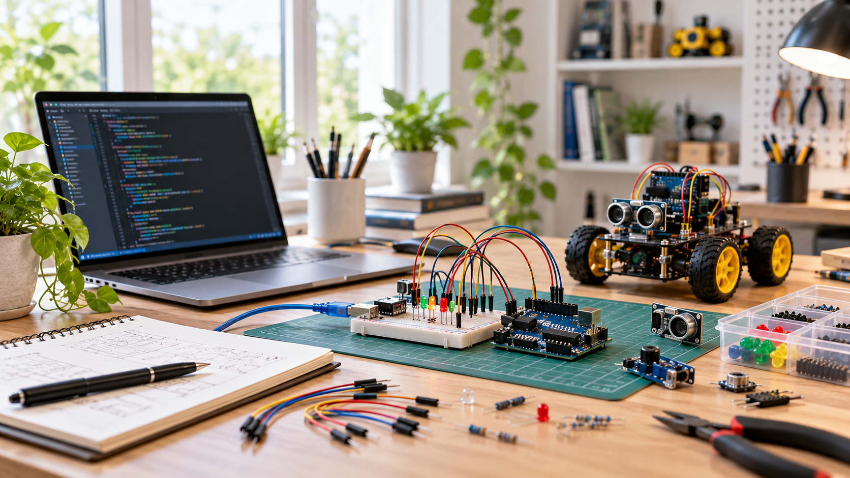 Detailed electronic circuit board for coding and electronics projects