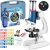 58-Piece Kids Microscope Kit – 100X-1200X Magnification, Metal Body, LED Light, Carrying Box – Science Experiment Toy for Kids Ages 5-12