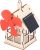 BORDSTRACT Windmill Wooden House Experimental Model, Solar Powered Windmill Cabin DIY Solar Energy Science Educational Assembly Kit