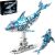 Moving Mechanical Dolphin Building Set – Hand Crank Model Kit with Swimming Tail, Movable Jaw & Glowing Lights | STEM Educational Toy & Unique Desk Decor