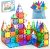 PicassoTiles 100 Piece Magnetic Tiles, Clear 3D Building Blocks for Kids 3+
